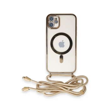 İphone 11 Kılıf Divo Lazer Askılı Magsafe Kapak - Gold