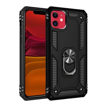 İphone 11 Kılıf Sofya Yüzüklü Silikon Kapak - Siyah