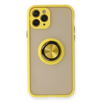 İphone 11 Pro Kılıf Montreal Yüzüklü Silikon Kapak - Sarı