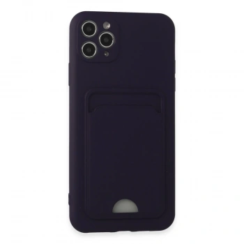 İphone 11 Pro Max Kılıf Kelvin Kartvizitli Silikon - Derin Mor