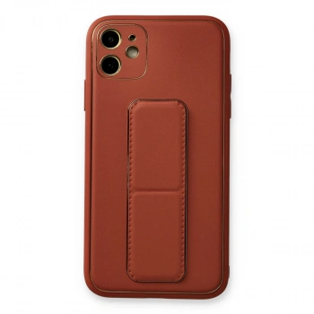 İphone 12 Kılıf Coco Deri Standlı Kapak - Fuşya