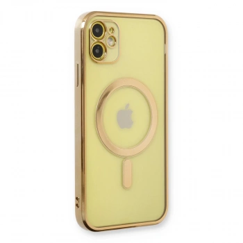 İphone 12 Kılıf Magneticsafe Lazer Silikon - Gold
