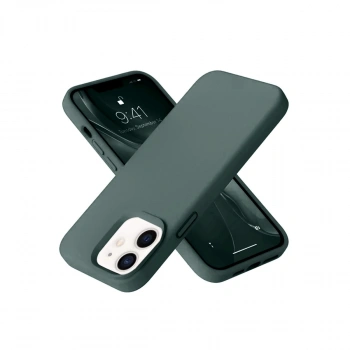 İphone 12 Kılıf Nano İçi Kadife Silikon - Koyu Yeşil