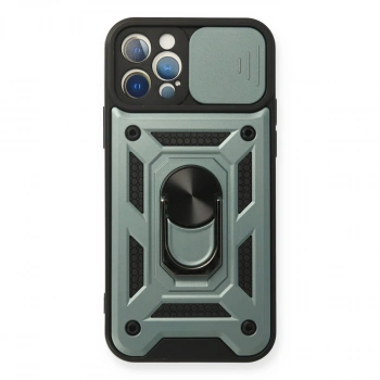 İphone 12 Pro Kılıf Pars Lens Yüzüklü Silikon - Yeşil