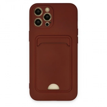 İphone 12 Pro Max Kılıf Kelvin Kartvizitli Silikon - Bordo