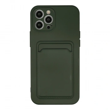 İphone 12 Pro Max Kılıf Kelvin Kartvizitli Silikon - Koyu Yeşil