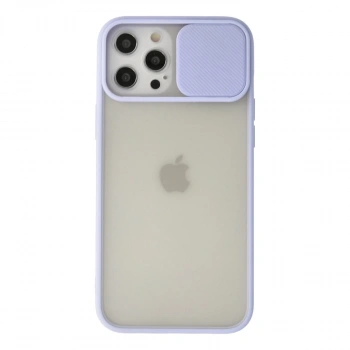 İphone 12 Pro Max Kılıf Palm Buzlu Kamera Sürgülü Silikon - Lila