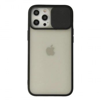 İphone 12 Pro Max Kılıf Palm Buzlu Kamera Sürgülü Silikon - Siyah