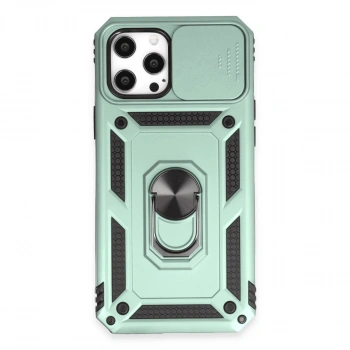 İphone 12 Pro Max Kılıf Pars Lens Yüzüklü Silikon - Yeşil