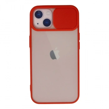 İphone 13 Kılıf Palm Buzlu Kamera Sürgülü Silikon - Kırmızı