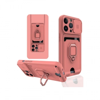 İphone 14 Pro Kılıf Zuma Kartvizitli Yüzüklü Silikon - Pembe