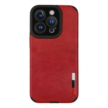 İphone 14 Pro Max Kılıf Loop Deri Silikon - Kırmızı