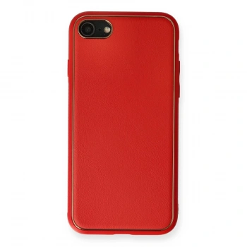 İphone 7 Kılıf Coco Deri Silikon Kapak - Kırmızı
