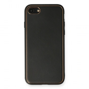 İphone 7 Kılıf Coco Deri Silikon Kapak - Siyah