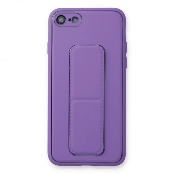 İphone 7 Kılıf Coco Deri Standlı Kapak - Koyu Lila