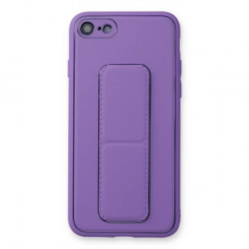 İphone 7 Kılıf Coco Deri Standlı Kapak - Koyu Lila