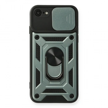 İphone 7 Kılıf Pars Lens Yüzüklü Silikon - Yeşil