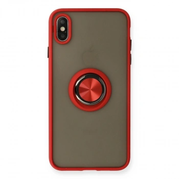 İphone X Kılıf Montreal Yüzüklü Silikon Kapak - Kırmızı