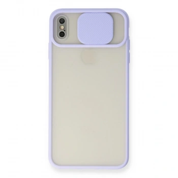 İphone X Kılıf Palm Buzlu Kamera Sürgülü Silikon - Lila