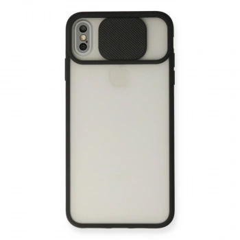 İphone X Kılıf Palm Buzlu Kamera Sürgülü Silikon - Siyah