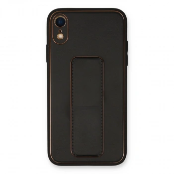 İphone Xr Kılıf Coco Deri Standlı Kapak - Siyah