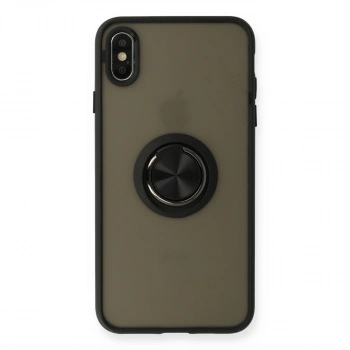 İphone Xs Max Kılıf Montreal Yüzüklü Silikon Kapak - Siyah