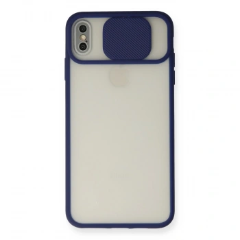 İphone Xs Max Kılıf Palm Buzlu Kamera Sürgülü Silikon - Lacivert