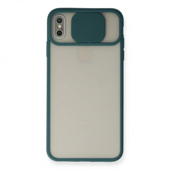 İphone Xs Max Kılıf Palm Buzlu Kamera Sürgülü Silikon - Yeşil