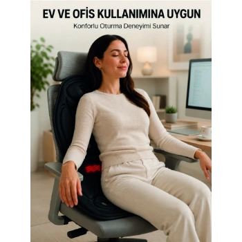 Isısıtmalı Titreşimli Masaj Koltuk Minderi Sırt Bel Boyun Destekli