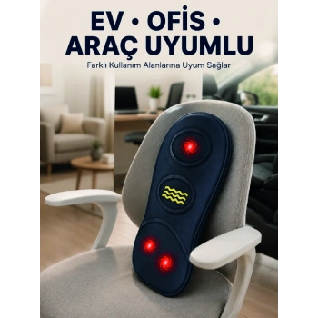 Isıtmalı Bel Masaj Minderi Ev Ofis Araç Uyumlu Titreşimli Destek