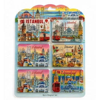 İstanbul Temalı Ahşap Buzdolapı Süsü Magnet 6lı Set Alk5808