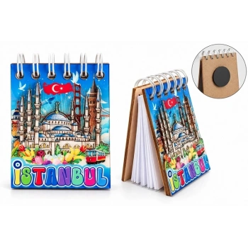 İstanbul Temalı Ahşap Magnetli Not Defteri Alk5880