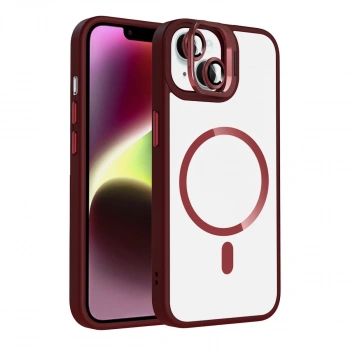 Joko Apple İphone 13 Remim Lensli Magsafe Standlı Kapak - Bordo