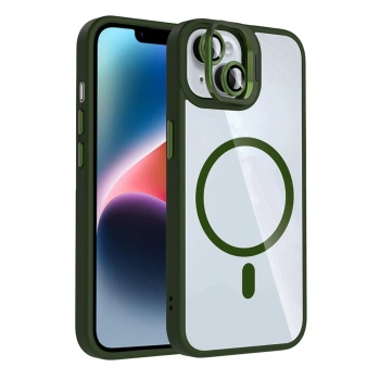Joko Apple İphone 13 Remim Lensli Magsafe Standlı Kapak - Koyu Yeşil