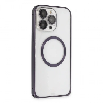 Joko Apple İphone 14 Pro Kılıf Metal Bumper Magneticsafe Kapak - Derin Mor