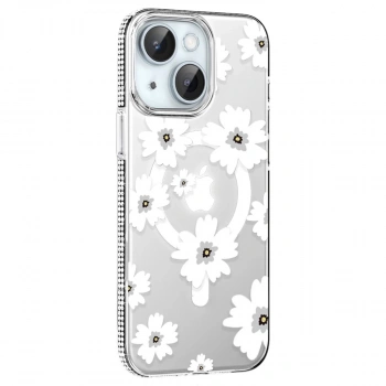 Joko Apple İphone 15 Floral Magsafe Kapak - Beyaz