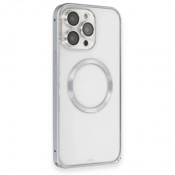 Joko Apple İphone 15 Pro Max Kılıf Metal Bumper Magneticsafe Kapak - Gri