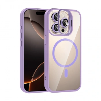 Joko Apple İphone 15 Pro Max Remim Lensli Magsafe Standlı Kapak - Lila