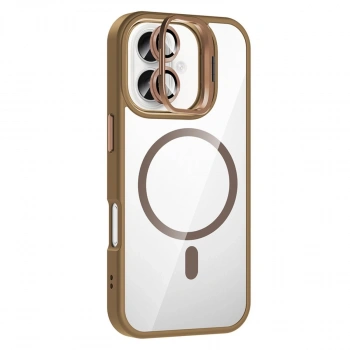 Joko Apple İphone 16 Plus Remim Lensli Magsafe Standlı Kapak - Kahverengi