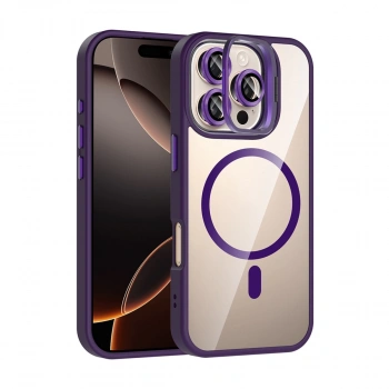 Joko Apple İphone 16 Pro Max Remim Lensli Magsafe Standlı Kapak - Derin Mor