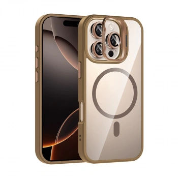 Joko Apple İphone 16 Pro Max Remim Lensli Magsafe Standlı Kapak - Kahverengi