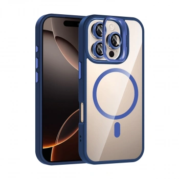 Joko Apple İphone 16 Pro Max Remim Lensli Magsafe Standlı Kapak - Lacivert