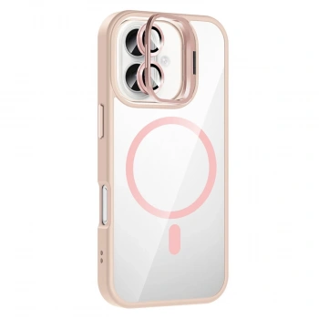 Joko Apple İphone 16 Remim Lensli Magsafe Standlı Kapak - Pembe