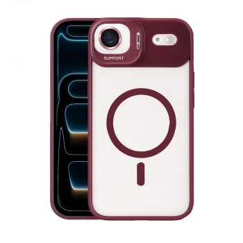 Joko Apple İphone 17 Air Remim Lensli Magsafe Standlı Kapak - Bordo