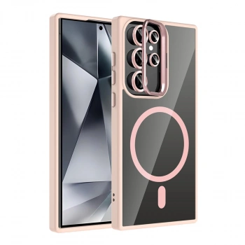Joko Samsung Galaxy S23 Ultra Remim Lensli Magsafe Standlı Kapak - Pembe