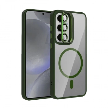 Joko Samsung Galaxy S24 Fe Remim Lensli Magsafe Standlı Kapak - Koyu Yeşil
