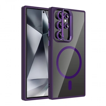 Joko Samsung Galaxy S24 Ultra Remim Lensli Magsafe Standlı Kapak - Derin Mor