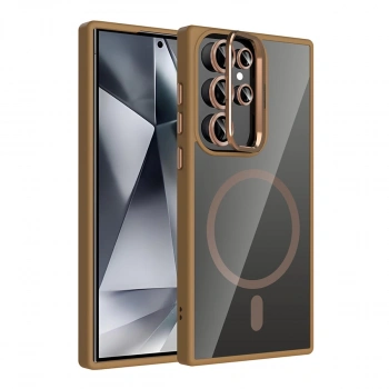 Joko Samsung Galaxy S24 Ultra Remim Lensli Magsafe Standlı Kapak - Kahverengi