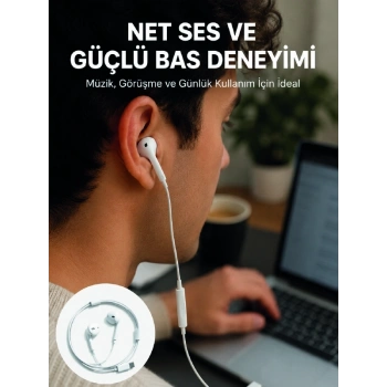 Kablolu Type C Kulak İçi Kulaklık Kristal Netliğinde Ses Kalitesi Yeni Nesil