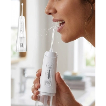 Kablosuz Ağız Duşu 320 Ml Su Tanklı 4 Modlu 5 Başlıklı Temizlik Cihazı